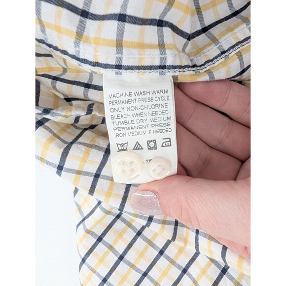 Izod 100% Cotton Logo Yellow Striped Long Sleeve Button Down Shirt Size Large - Picture 9 of 9